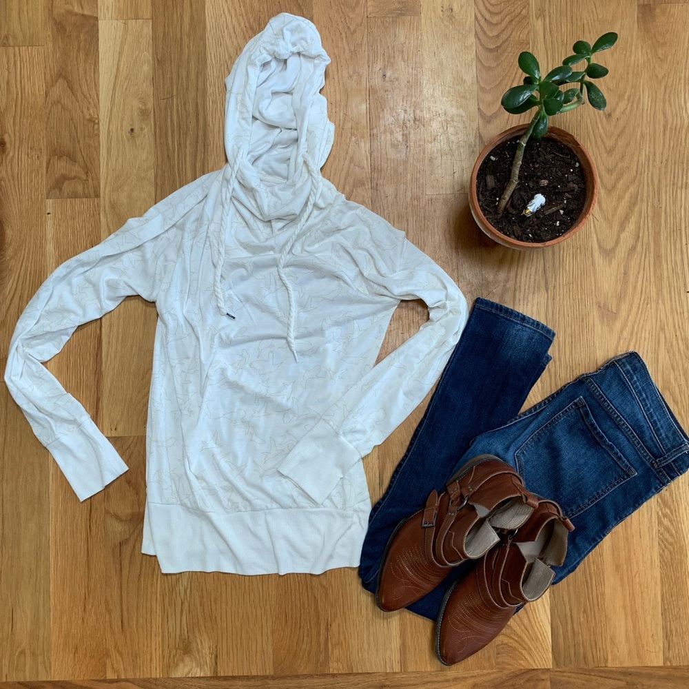 Urban Outfitters White Bird Pattern Hoodie